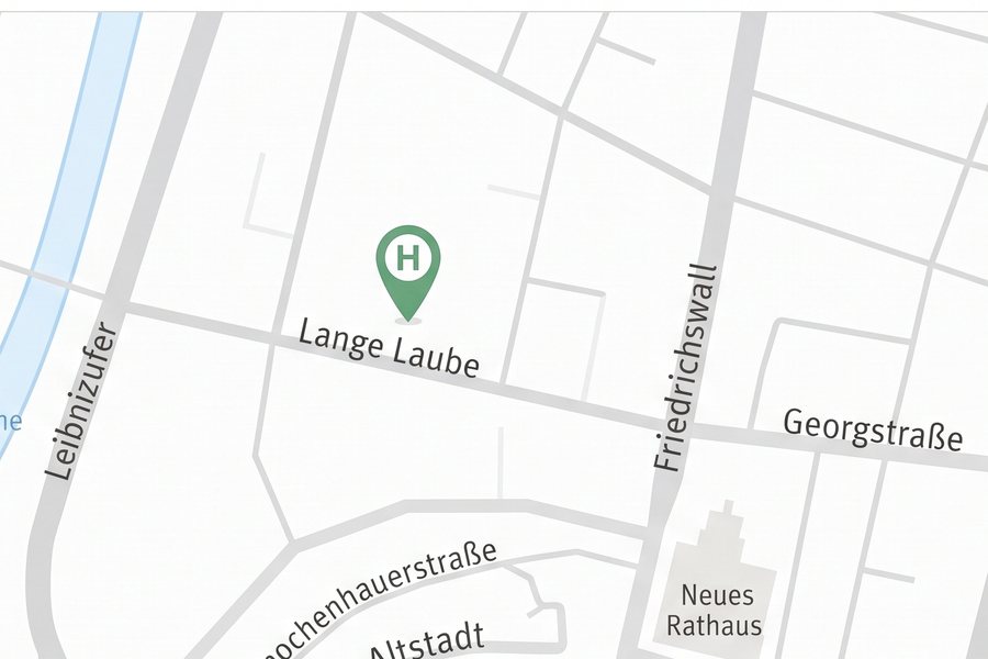 Kartenausschnitt mit der Kanzlei in der Langen Laube 14 in Hannover